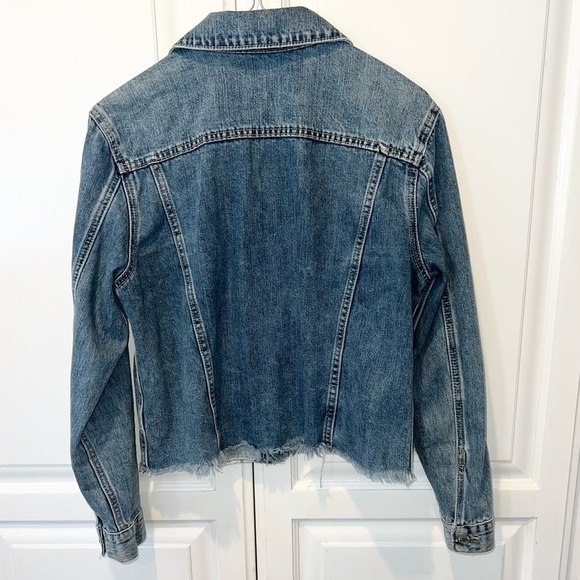 Lucky Brand The Tomboy Trucker Frayed Hem Denim Jacket Medium - Picture 7 of 8